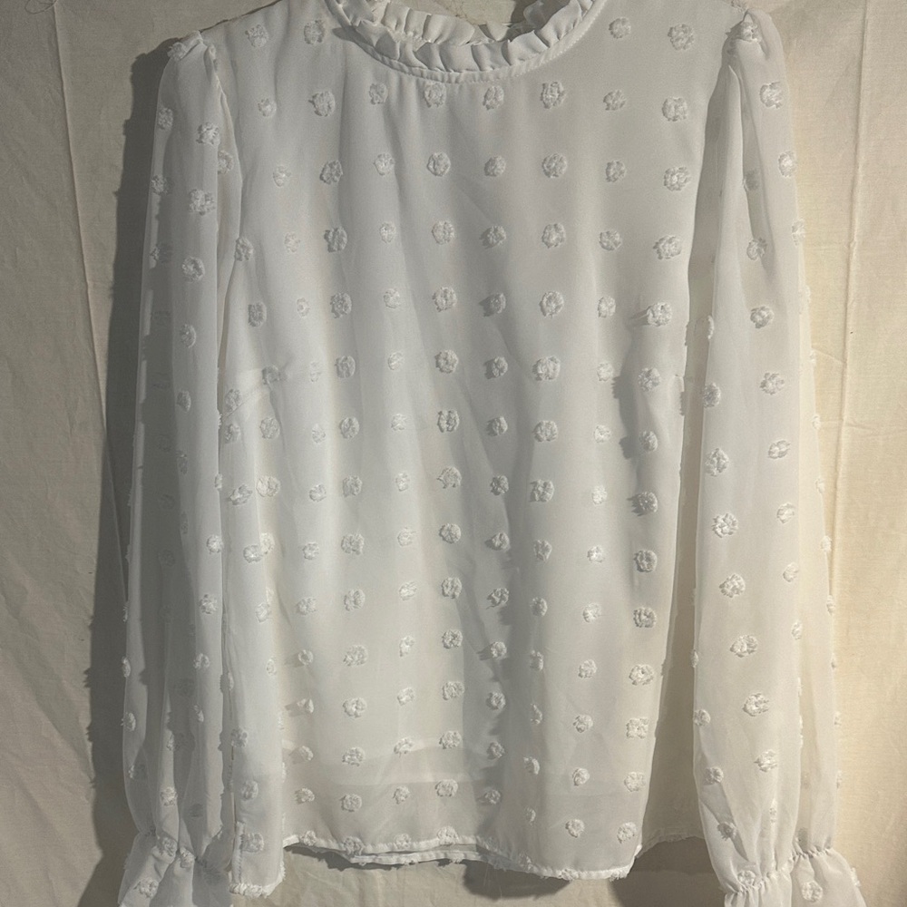Andree White Textured Blouse